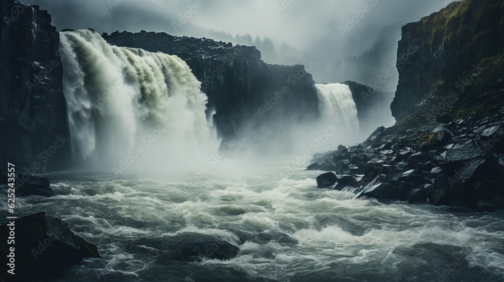 a large waterfall with a bunch of water coming out of it. generative ai a large waterfall with a bunch of water coming out of it. generative ai