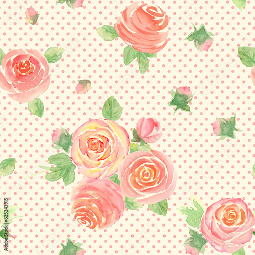Watercolor roses flowers. B...