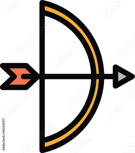 Archer longbow icon outline vector. Bow arrow. Archery sport color flat
