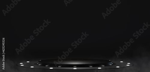 circular podium dark with light product display stage technology circle base Futuristic showcase 3d illustration