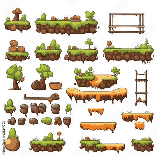 Platformer Game Assets,Set of game elements. Elements for mobile game, 2d game application