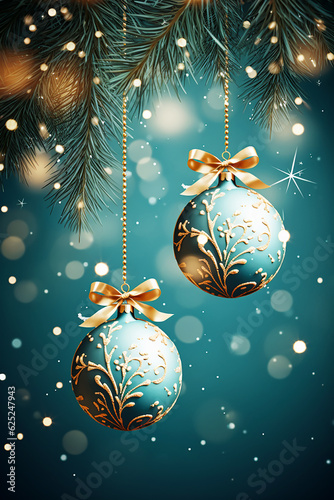 Happy New Year and Christmas Greeting Cards. Holidays background. AI generative.