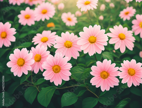 Red flowers Gerbera in the garden, generative ai. Beautiful summer or autumn blooming Gerbera