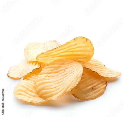 Natural potato chips isolated on white background with empty space Generative AI