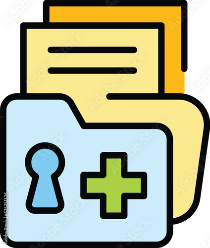 Locked folder icon outline vector. File lock. Confidential archive color flat