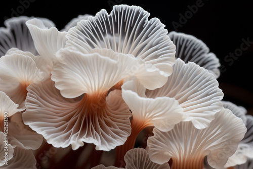 Beautiful white forest mushrooms - Mucidula mucida, Oudemansiella mucida, commonly known as porcelain fungus. High quality photo