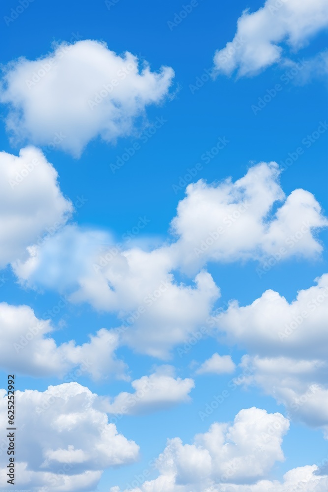 Fototapeta premium Beautiful bright blue sky with light white clouds. Generative AI