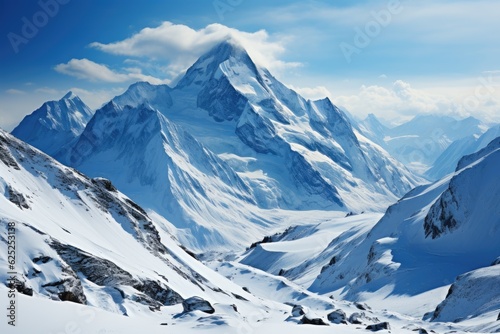 Winter mountain snowy landscape. Generative AI