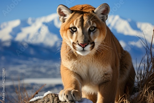 Cougar (Puma concolor). Generative AI © kardaska
