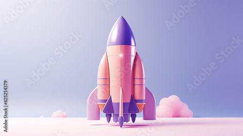 Vibrant 3D Spacecraft Design in Deep Periwinkle and Peach Tones: Minimalistic Space Exploration Art for Modern Decor, Posters, and Contemporary Design Themes with Futuristic Aesthetics