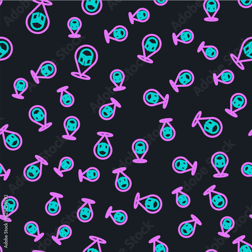Line Greek helmet icon isolated seamless pattern on black background. Antiques helmet for head protection soldiers with a crest of feathers or horsehair. Vector