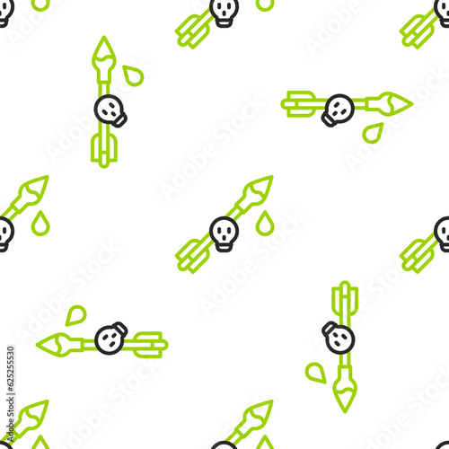 Line Poison on the arrow icon isolated seamless pattern on white background. Poisoned arrow. Vector