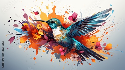 Slika na platnu a colorful bird with a long beak and a long bill.  generative ai