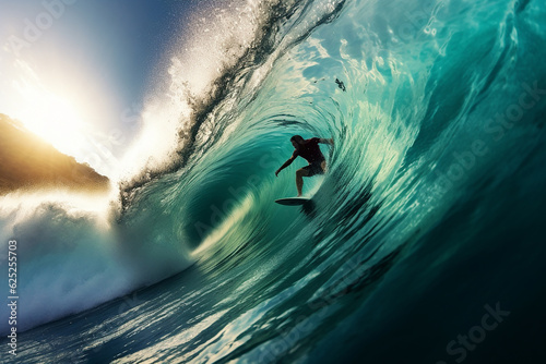 Generative AI a person who surfs against the waves
