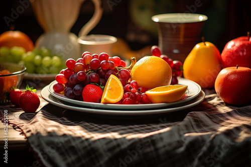 Generative AI several fruits on a plate