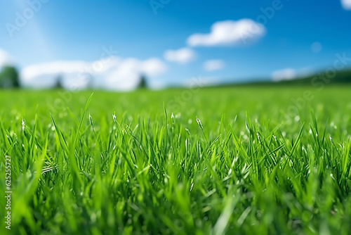 Obraz na płótnie Generative AI blades of grass that can be seen up close in a clearing w salonie
