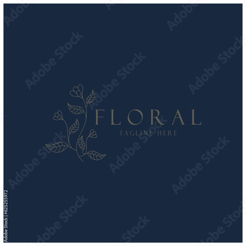 Elegant floral and leaf frame. Delicate botanical vector illustration for labels, spas, corporate identity, and wedding invitations