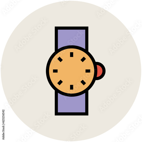 Modern flat round icon of wristwatch 