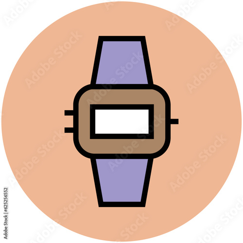 Modern flat round icon of wristwatch 