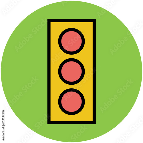 A flat circualr icon of traffic signals 