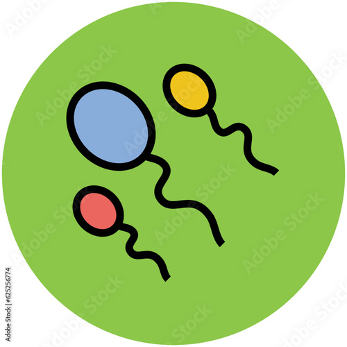 Flat circular icon of sperms 
