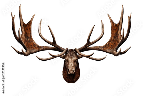 Moose Antlers Isolated on Transparent Background. AI