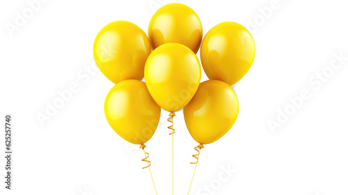 yellow balloons isolated on white photo