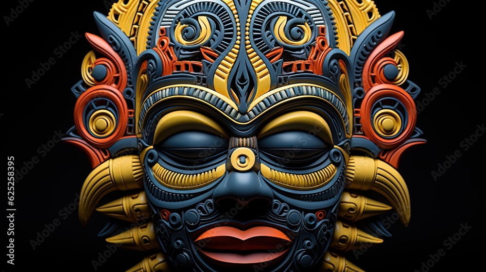 a colorful mask with a black background and a black background. generative ai a colorful mask with a black background and a black background. generative ai