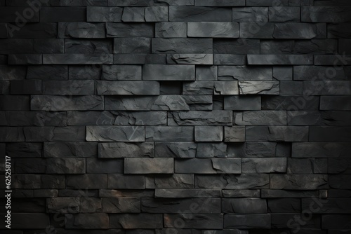 Black Wall. Black Brick Wall. Light Background for Design. Background. Made With Generative AI. 