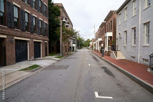Empty Street of Single-Family Residential Neighborhood in Savannah Georgia Historical District  © Kenyatta Russell 