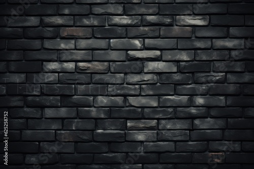 Black Wall. Black Brick Wall. Light Background for Design. Background. Made With Generative AI. 