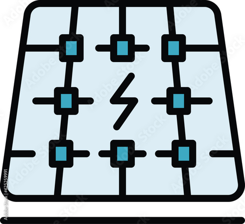 Roof energy panel icon outline vector. Solar power. House heat color flat