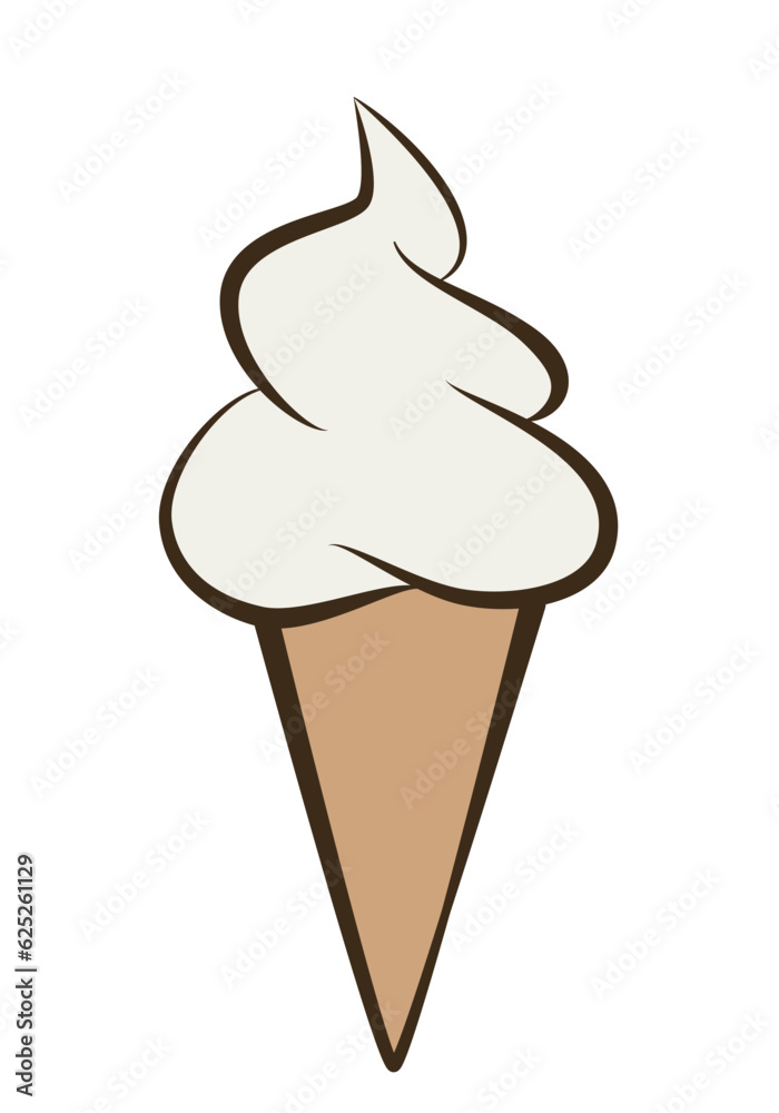 ice cream - lemon soft serve ice cream in a cone, color vector illustration isolated on white ice cream - lemon soft serve ice cream in a cone, color vector illustration isolated on white