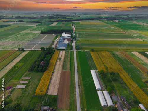 organic fields and farm