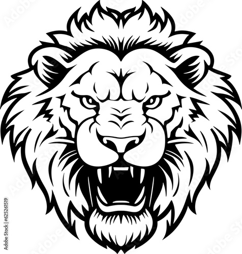 Lion roaring logo in minimalist style on white background. Vector EPS-10