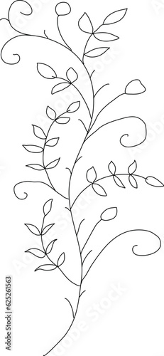 Leaves and twigs on a white background. Elegant thin twigs of plants. Floral elements, Wildflower line art design, Grass line art. abstract leaves icon. hand drawn doodle.vector, scandinavian, nordic.