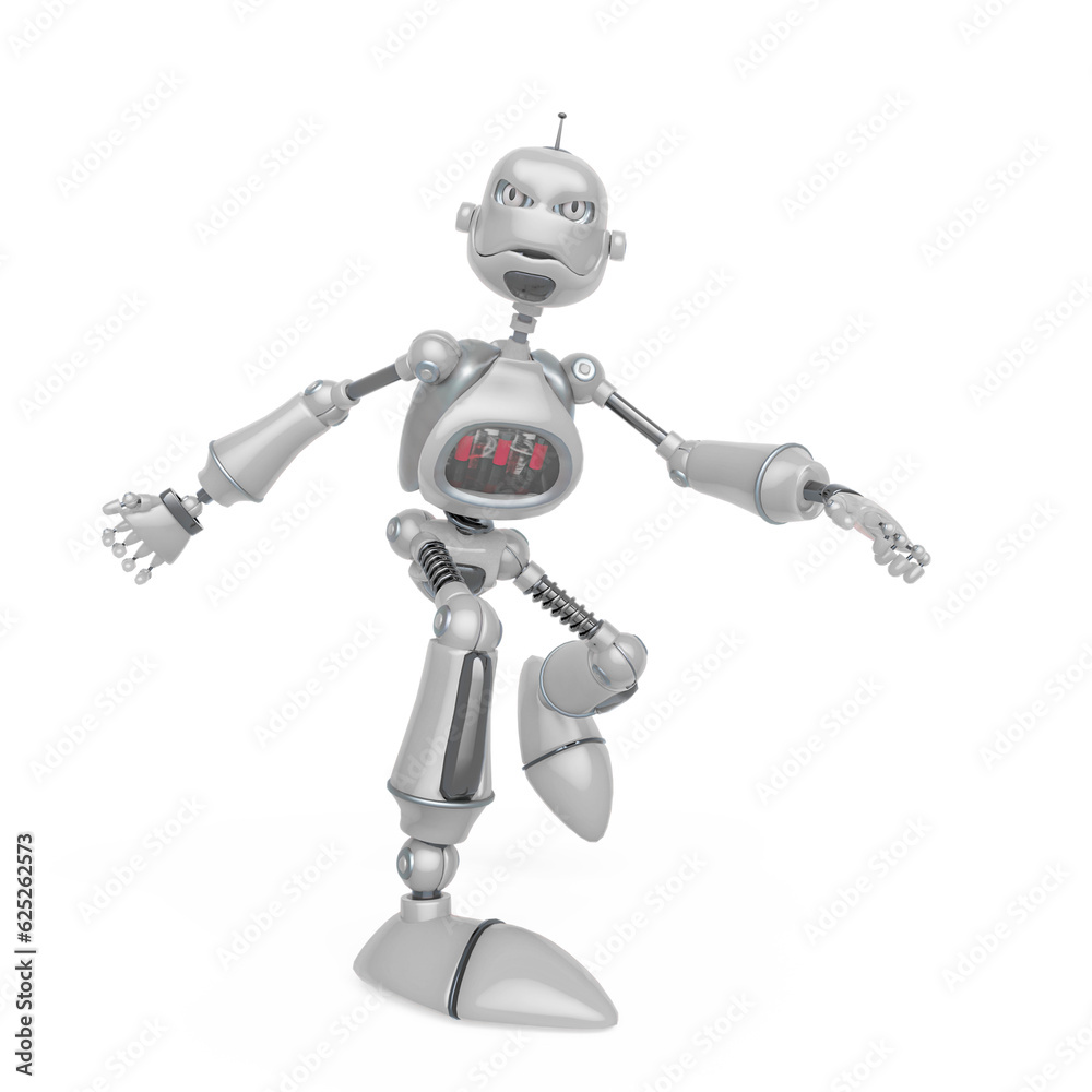 funny robot cartoon is stoping affter running