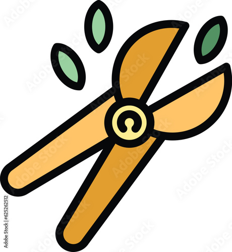 Garden secateurs icon outline vector. Plant pliers. Tree hedge color flat