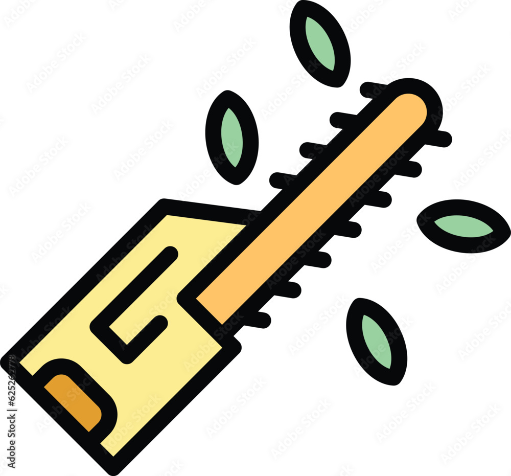 Pruning saw icon outline vector. Garden equipment. Electric chainsaw color flat