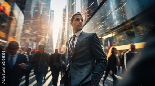 Obraz na plátně The energy of business people crossing a bustling city street