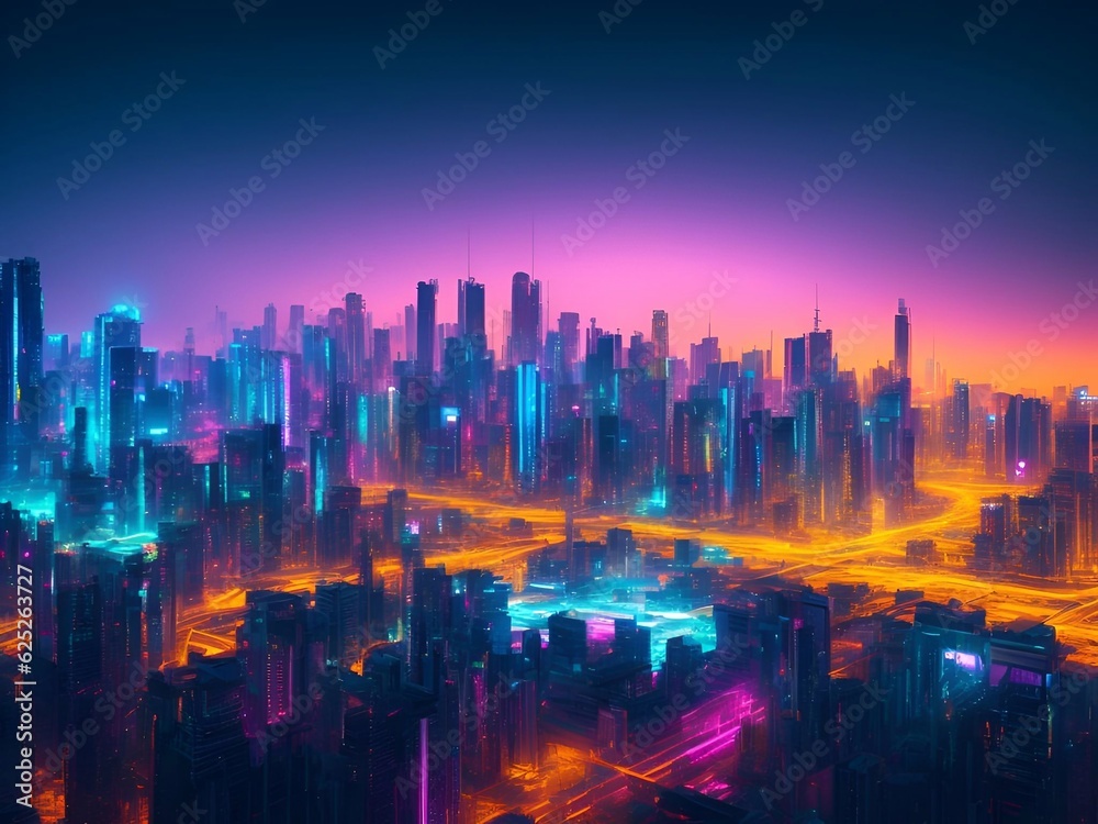 futuristic cyberpunk city abstract background Cinematic generative ai illustration art