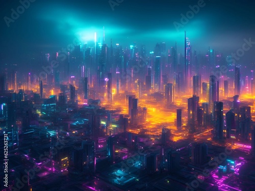 futuristic cyberpunk city abstract background Cinematic generative ai illustration art