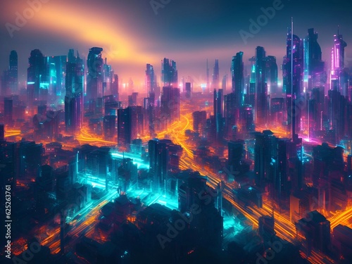 futuristic cyberpunk city abstract background Cinematic generative ai illustration art