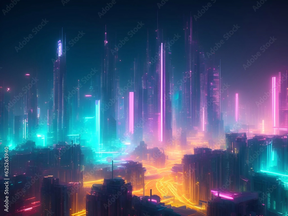 futuristic cyberpunk city abstract background Cinematic generative ai illustration art