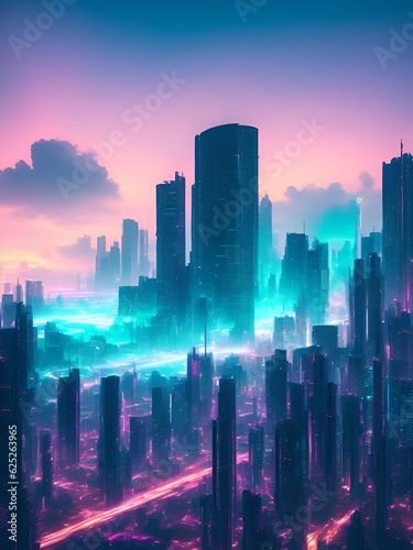 futuristic cyberpunk city abstract background Cinematic generative ai illustration art © gmm2000