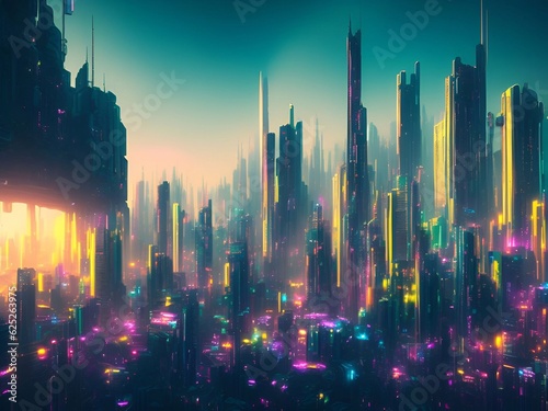 futuristic cyberpunk city abstract background Cinematic generative ai illustration art