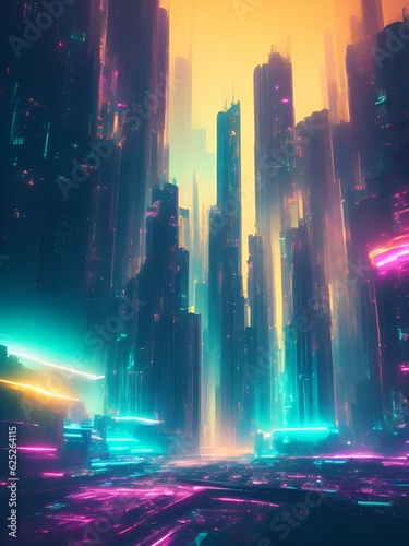 futuristic cyberpunk city abstract background Cinematic generative ai illustration art