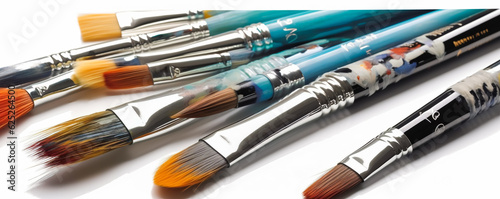  Colorful Brushes set. AI Generated © EwaStudio