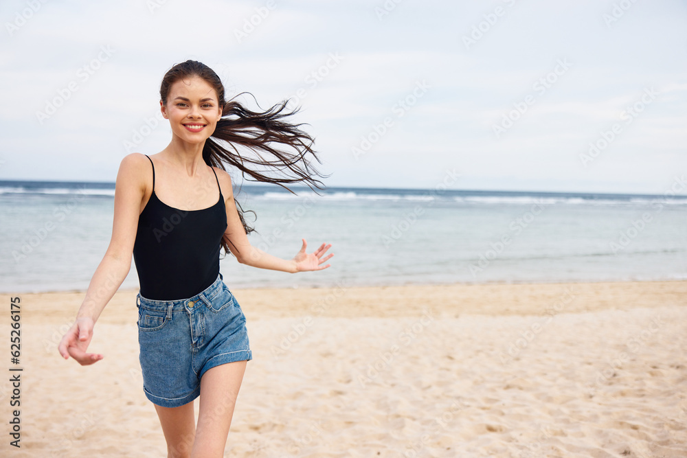 lifestyle woman beach smile young sunset sea happiness travel summer running lifestyle woman beach smile young sunset sea happiness travel summer running