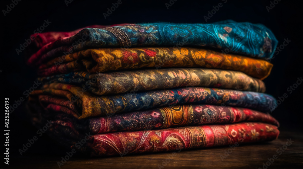 Colorful Cloth Collection . Multicolored Textile Assortment . AI Generated